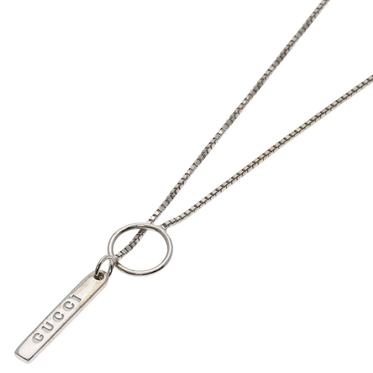 GUCCI lariat Necklace K18 White Gold Ladies [Used]