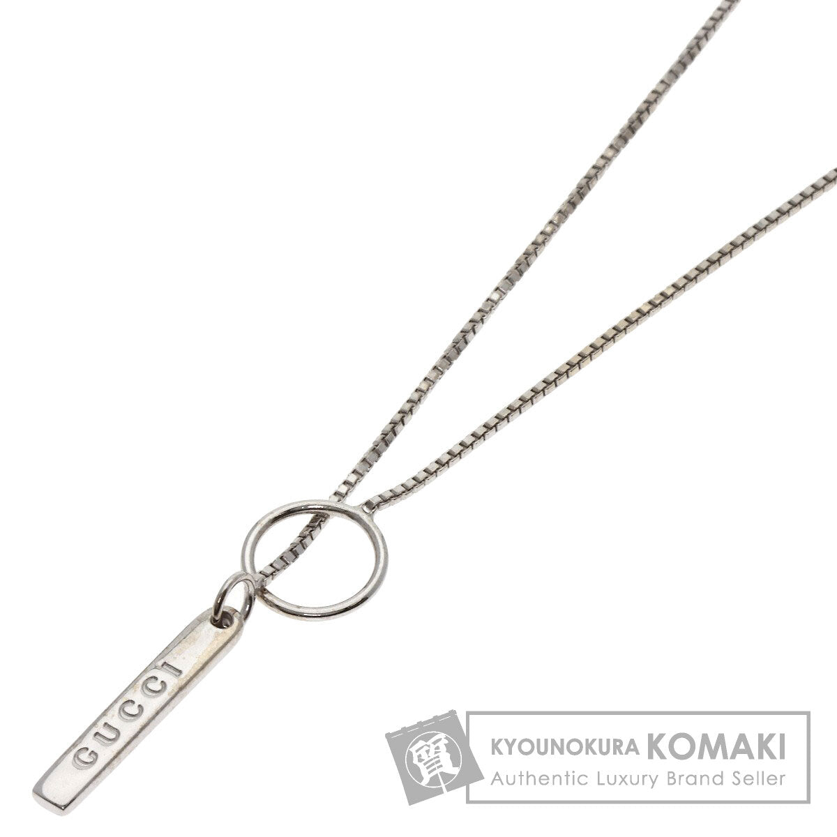 GUCCI lariat Necklace K18 White Gold Ladies [Used]
