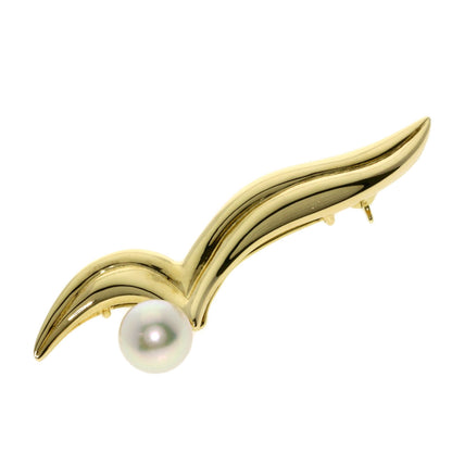 MIKIMOTO Akoya pearl Pearl Brooch K14 Yellow Gold Ladies [Used]