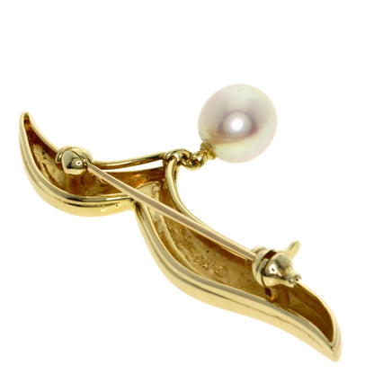 MIKIMOTO Akoya pearl Pearl Brooch K14 Yellow Gold Ladies [Used]