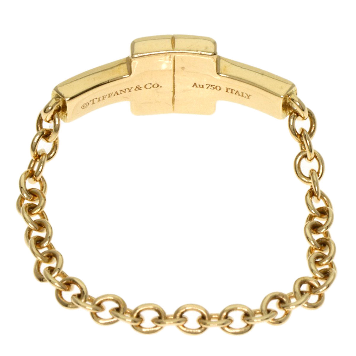 TIFFANY&Co. T TWO Chain Diamond Ring K18 Yellow Gold Ladies [Used]