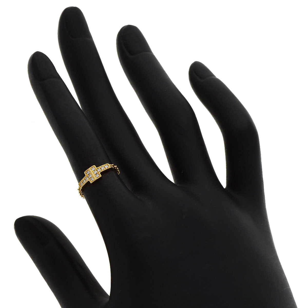 TIFFANY&Co. T TWO Chain Diamond Ring K18 Yellow Gold Ladies [Used]