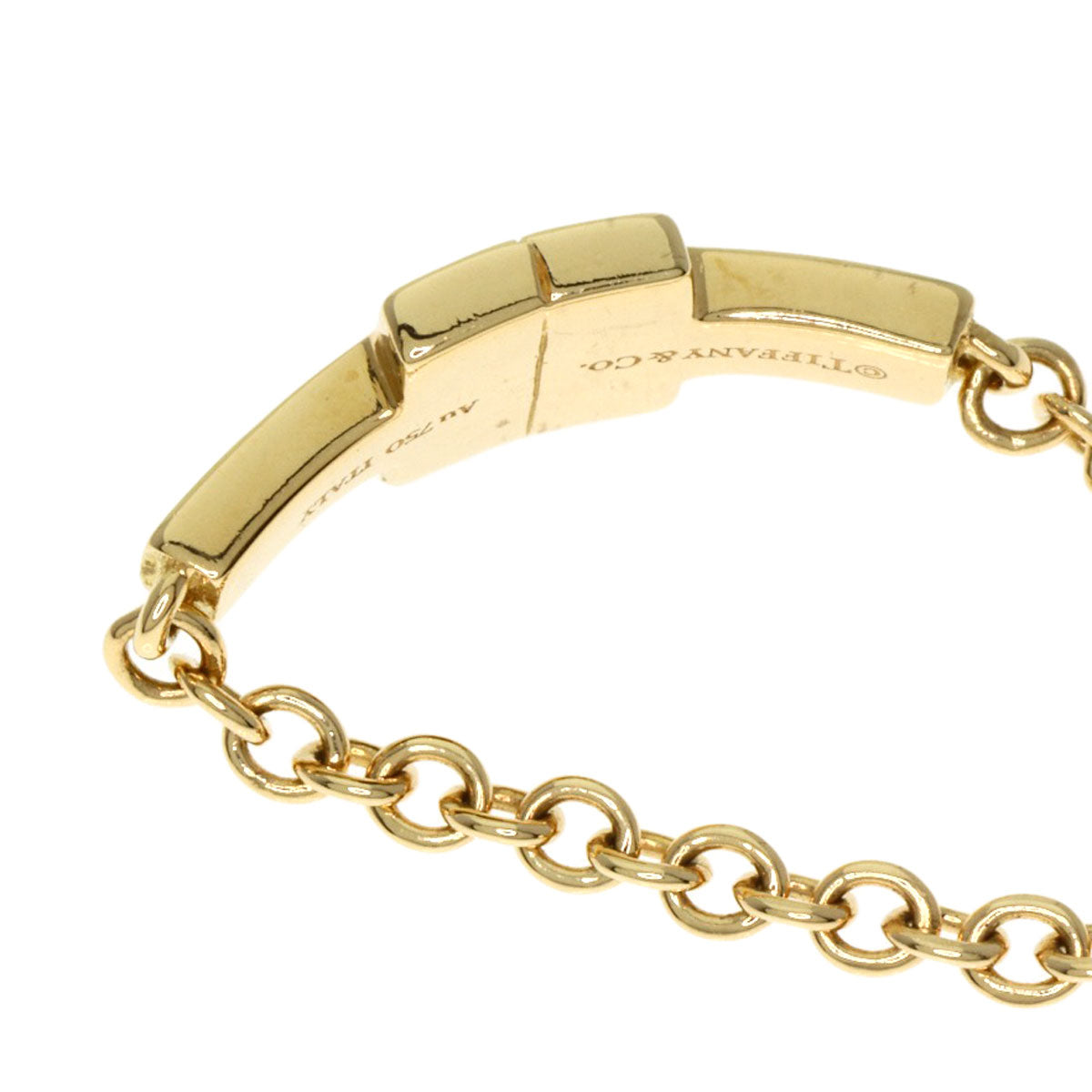 TIFFANY&Co. T TWO Chain Diamond Ring K18 Yellow Gold Ladies [Used]