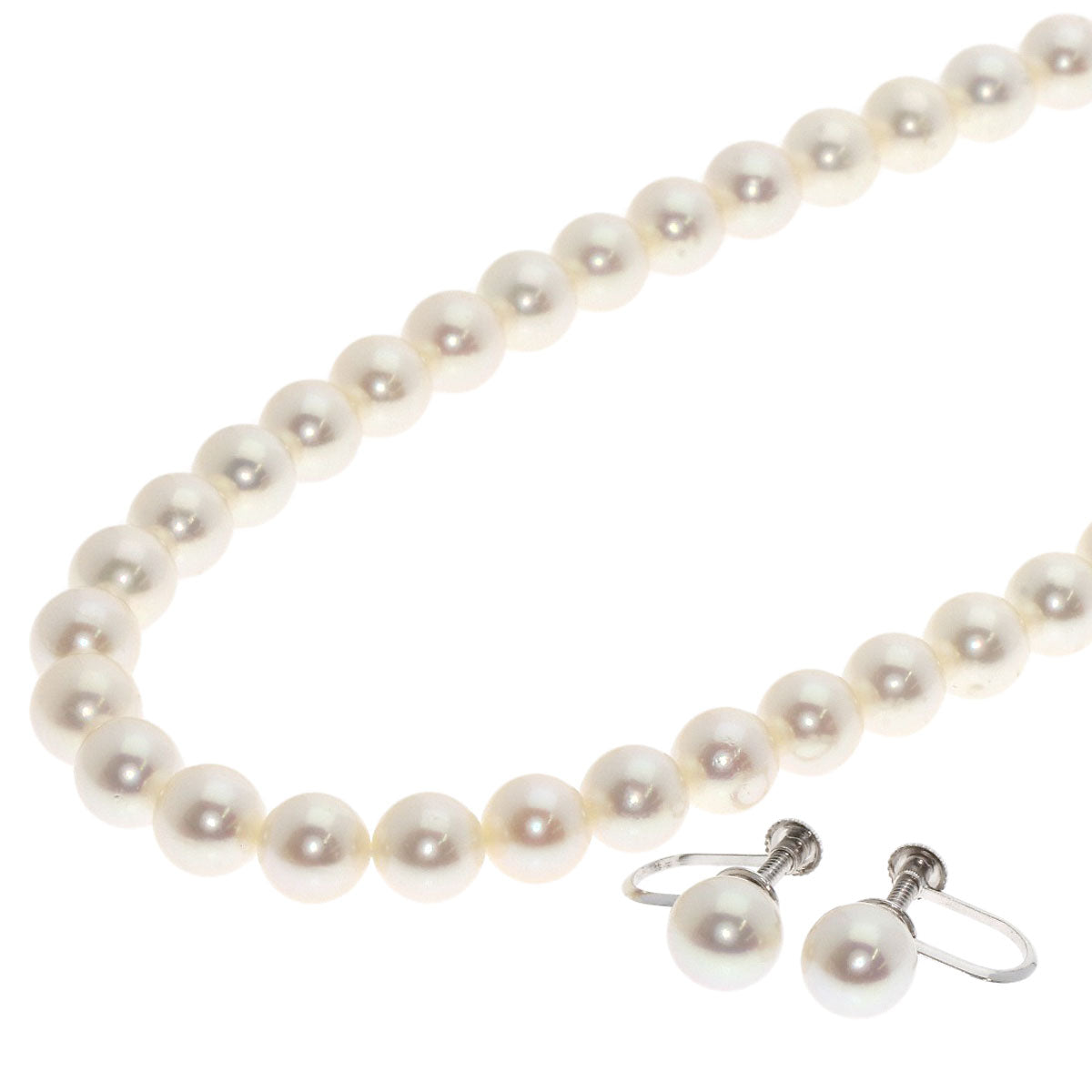 TASAKI Pearl Pearl Necklace and Earring 2-piece set Necklace Silver Ladies [Used]