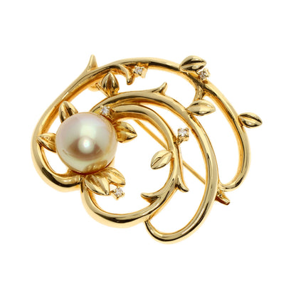 TASAKI South SeaPearl Pearl Diamond Brooch K18 Yellow Gold Ladies [Used]