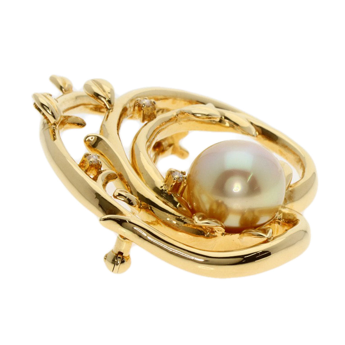 TASAKI South SeaPearl Pearl Diamond Brooch K18 Yellow Gold Ladies [Used]
