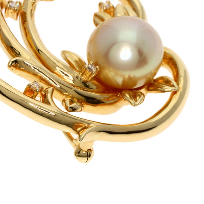 TASAKI South SeaPearl Pearl Diamond Brooch K18 Yellow Gold Ladies [Used]