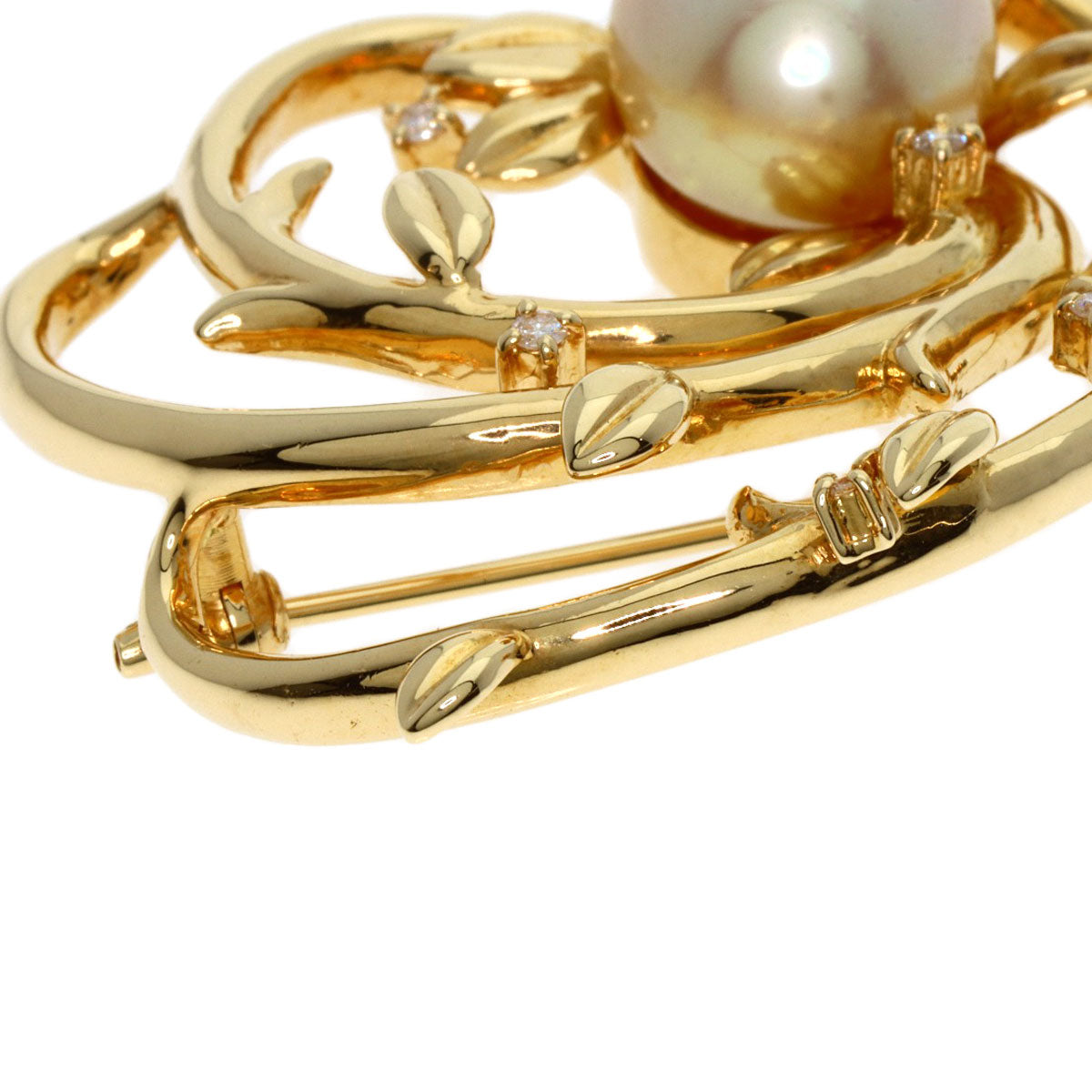 TASAKI South SeaPearl Pearl Diamond Brooch K18 Yellow Gold Ladies [Used]