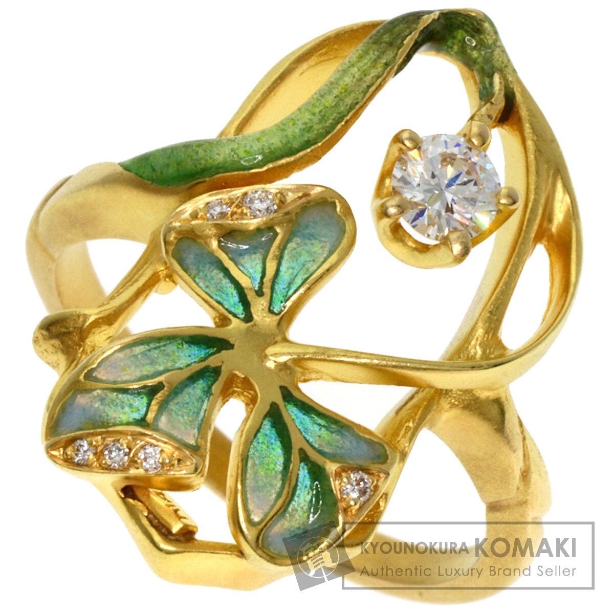 MASRIERA Enamel Diamond Ring K18 Yellow Gold Ladies [Used]