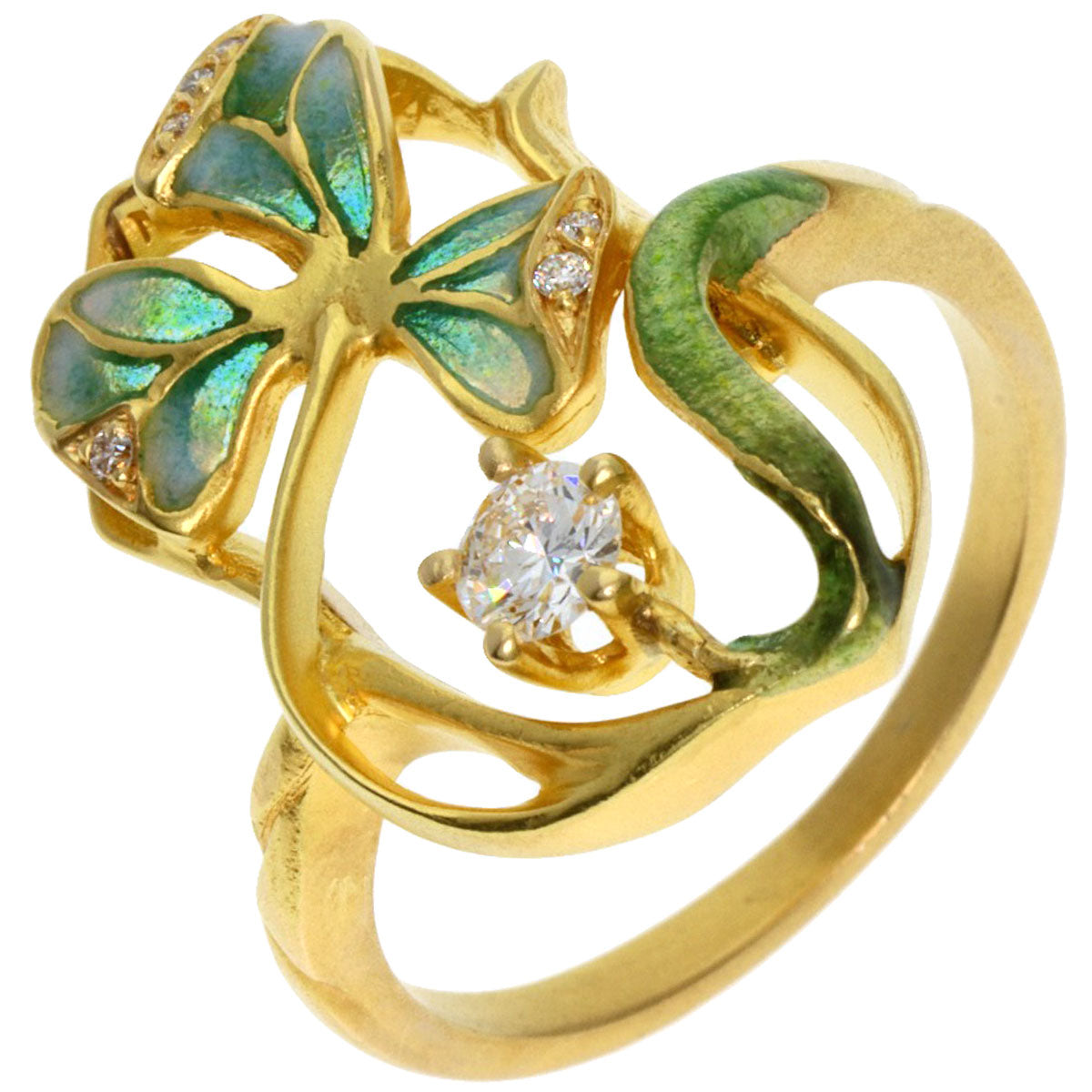 MASRIERA Enamel Diamond Ring K18 Yellow Gold Ladies [Used]