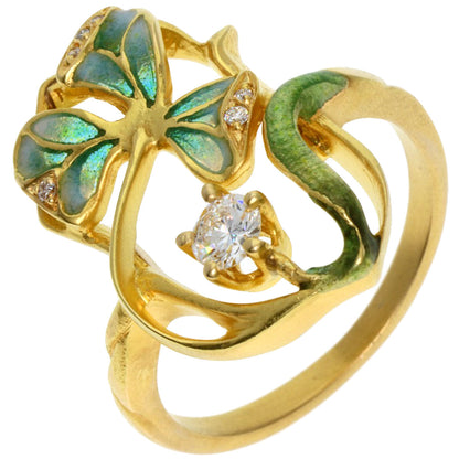 MASRIERA Enamel Diamond Ring K18 Yellow Gold Ladies [Used]