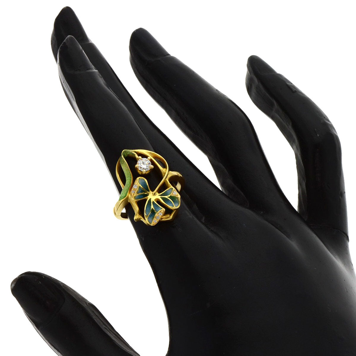 MASRIERA Enamel Diamond Ring K18 Yellow Gold Ladies [Used]