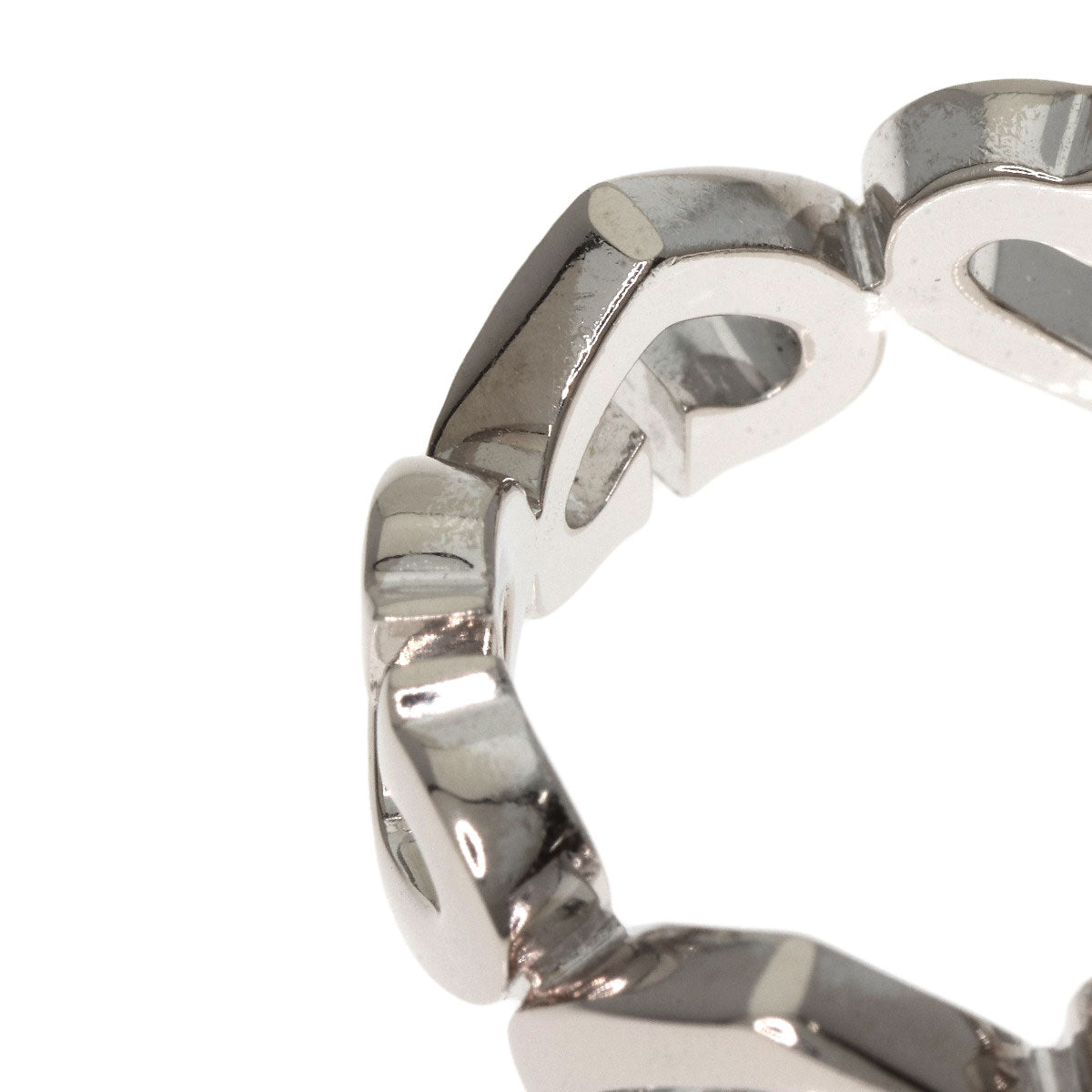 CARTIER C Heart 1P Diamond # 48 Ring K18 White Gold Ladies [Used]