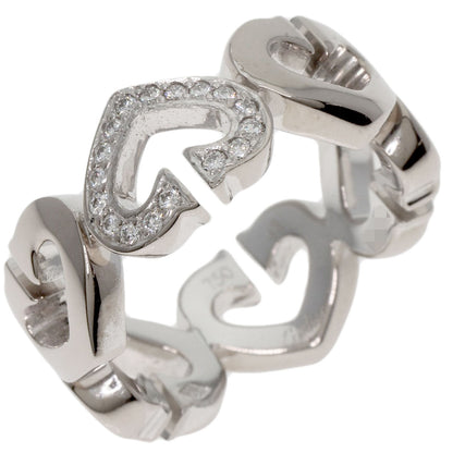 CARTIER C Heart 1P Diamond # 48 Ring K18 White Gold Ladies [Used]