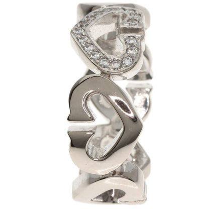 CARTIER C Heart 1P Diamond # 48 Ring K18 White Gold Ladies [Used]