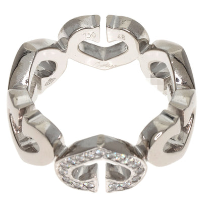 CARTIER C Heart 1P Diamond # 48 Ring K18 White Gold Ladies [Used]