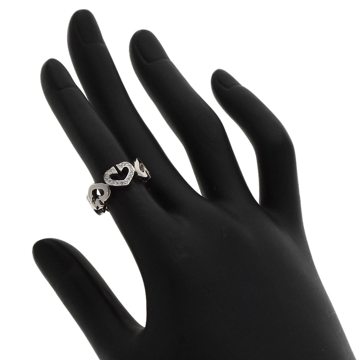 CARTIER C Heart 1P Diamond # 48 Ring K18 White Gold Ladies [Used]