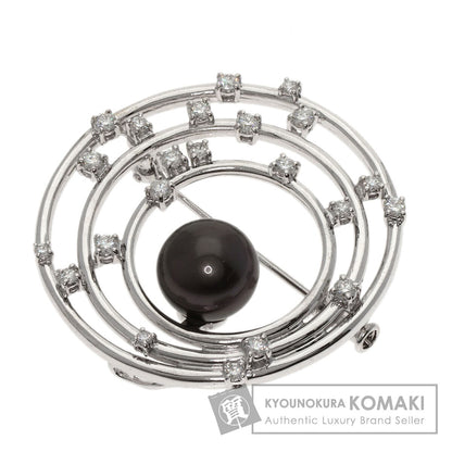 TASAKI Black Pearl Diamond Brooch K18 White Gold Ladies [Used]