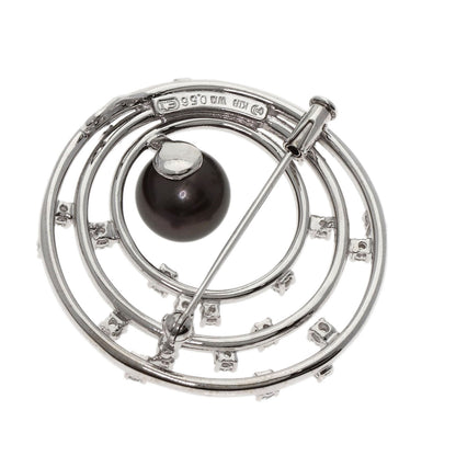 TASAKI Black Pearl Diamond Brooch K18 White Gold Ladies [Used]