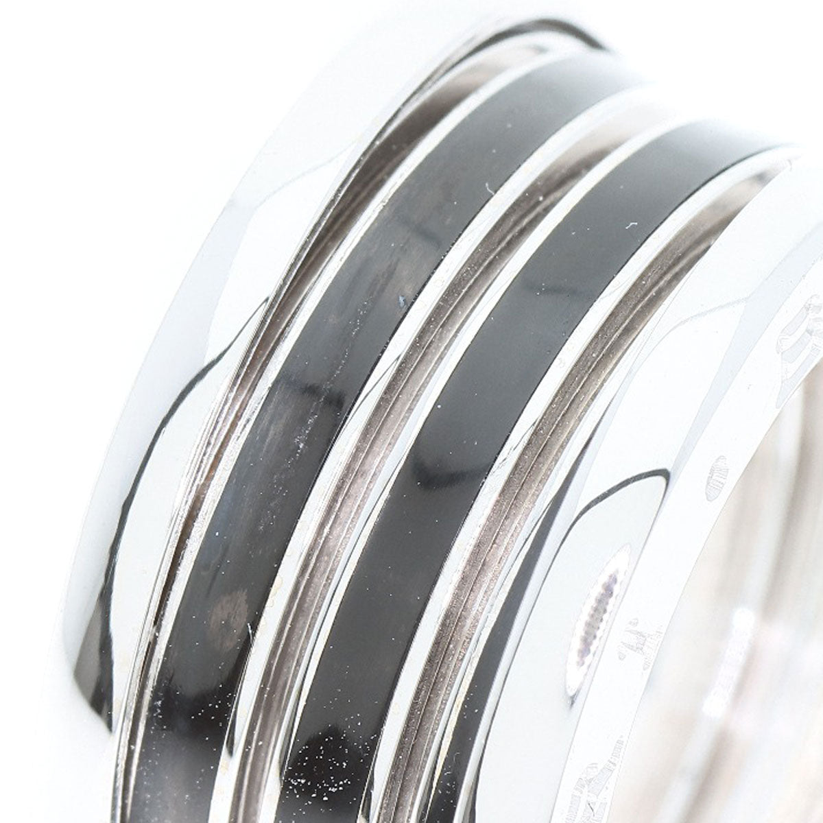 BVLGARI B.zero1 4 Band Black Enamel #47 Ring K18 White Gold Ladies [Used]