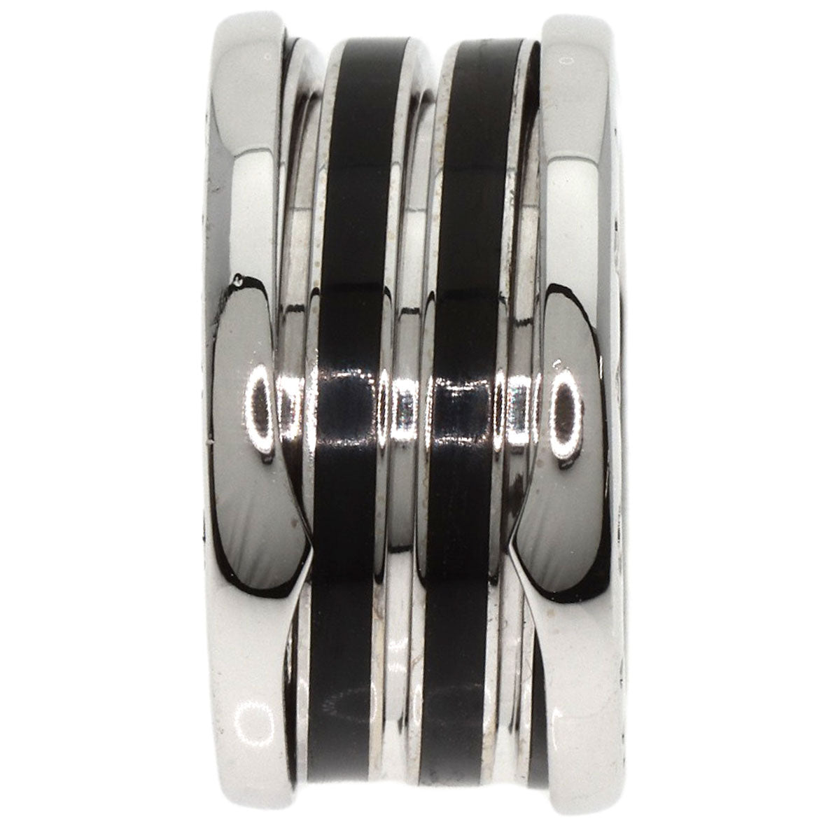 BVLGARI B.zero1 4 Band Black Enamel #47 Ring K18 White Gold Ladies [Used]