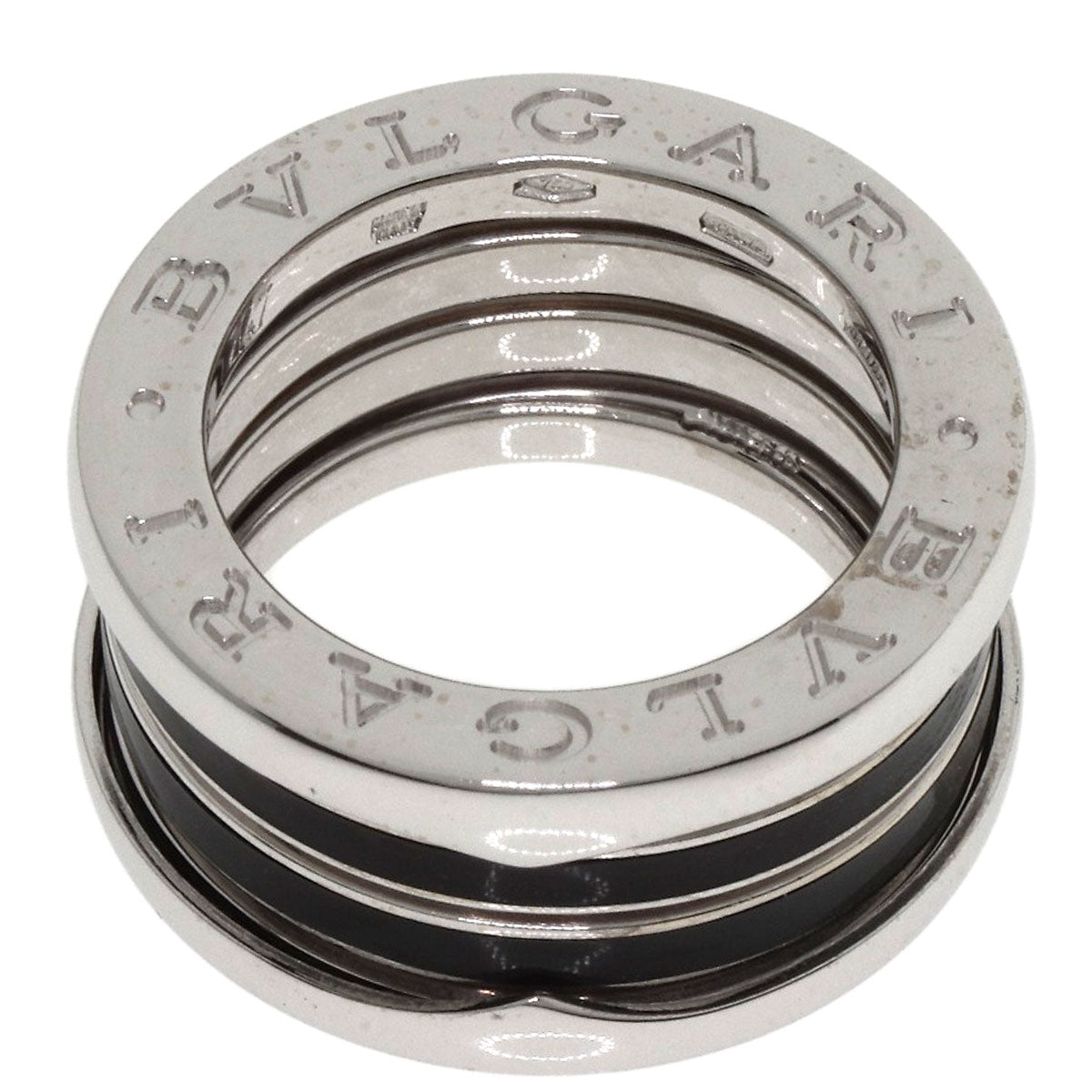 BVLGARI B.zero1 4 Band Black Enamel #47 Ring K18 White Gold Ladies [Used]