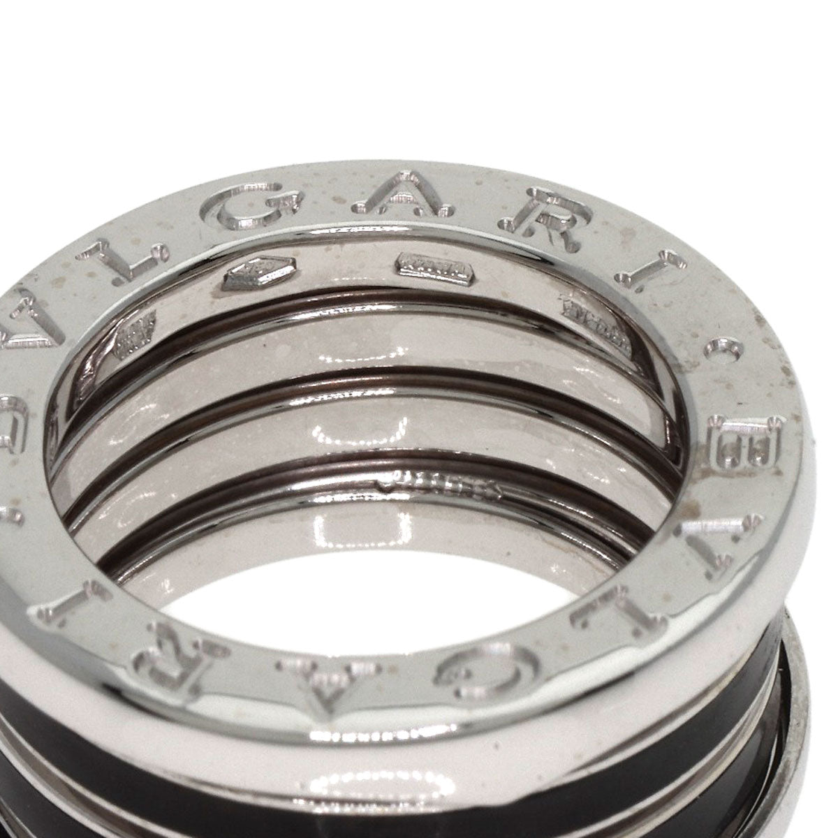 BVLGARI B.zero1 4 Band Black Enamel #47 Ring K18 White Gold Ladies [Used]
