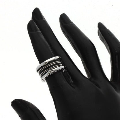 BVLGARI B.zero1 4 Band Black Enamel #47 Ring K18 White Gold Ladies [Used]