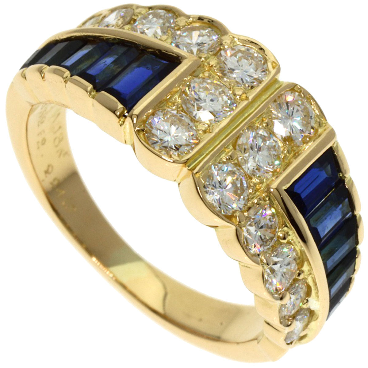 Van Cleef & Arpels Mystery Setting Sapphire Diamond Ring K18 Yellow Gold Ladies [Used]