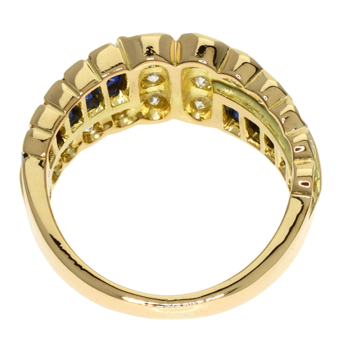 Van Cleef & Arpels Mystery Setting Sapphire Diamond Ring K18 Yellow Gold Ladies [Used]