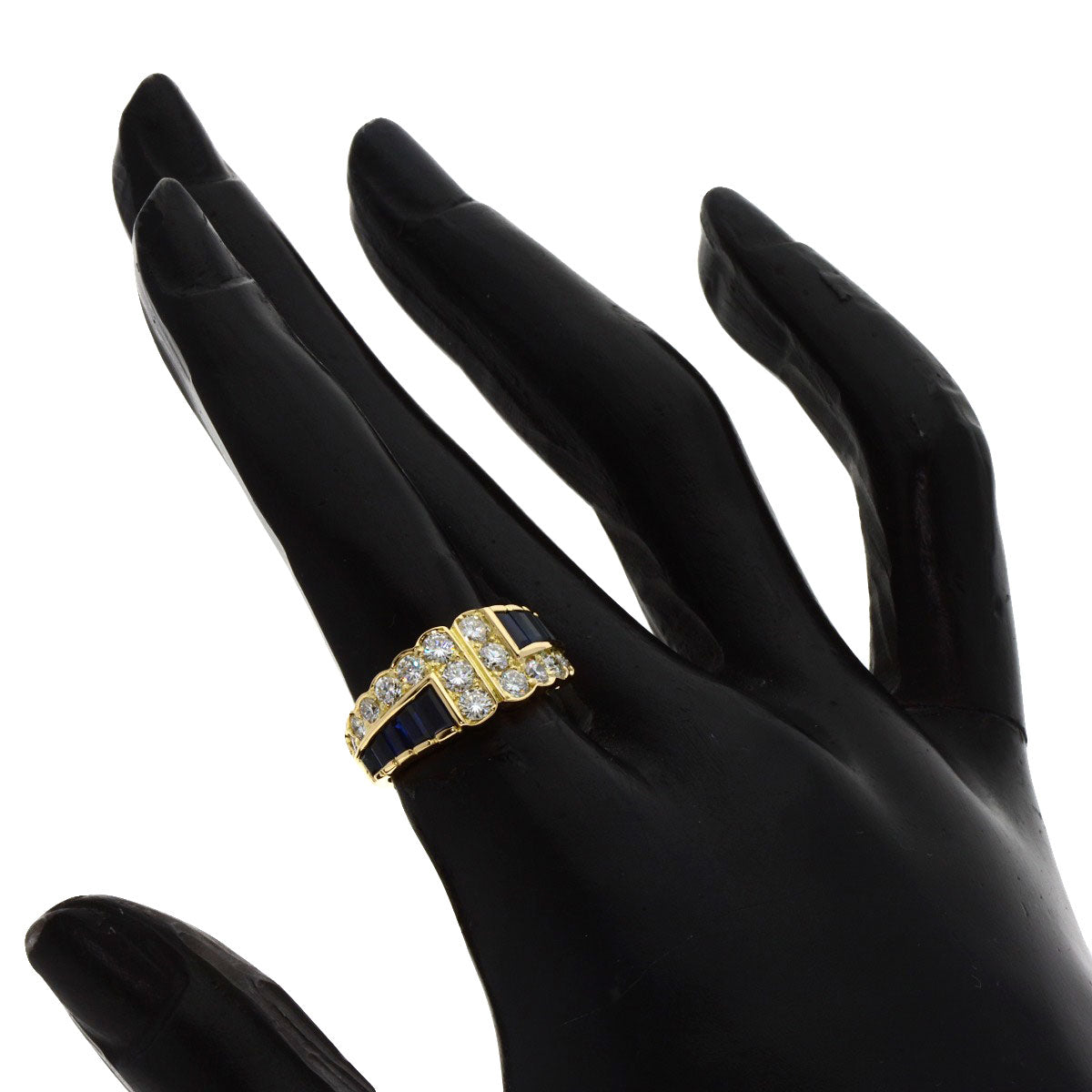 Van Cleef & Arpels Mystery Setting Sapphire Diamond Ring K18 Yellow Gold Ladies [Used]
