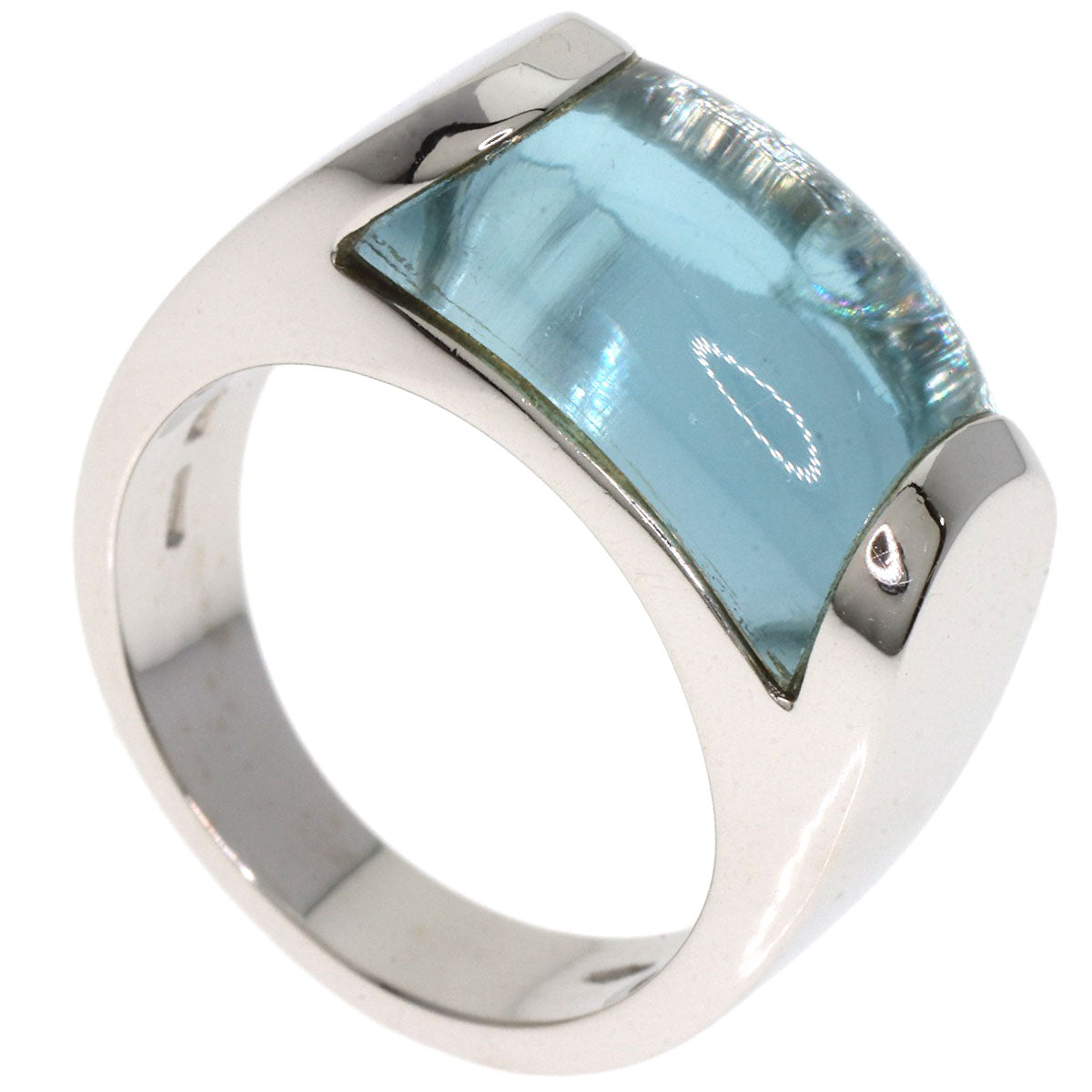 BVLGARI Troquette Blue Topaz Ring K18 White Gold Ladies [Used]