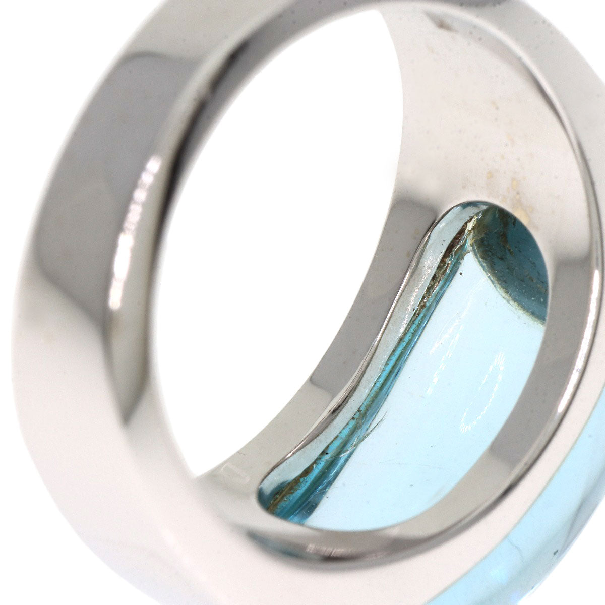 BVLGARI Troquette Blue Topaz Ring K18 White Gold Ladies [Used]