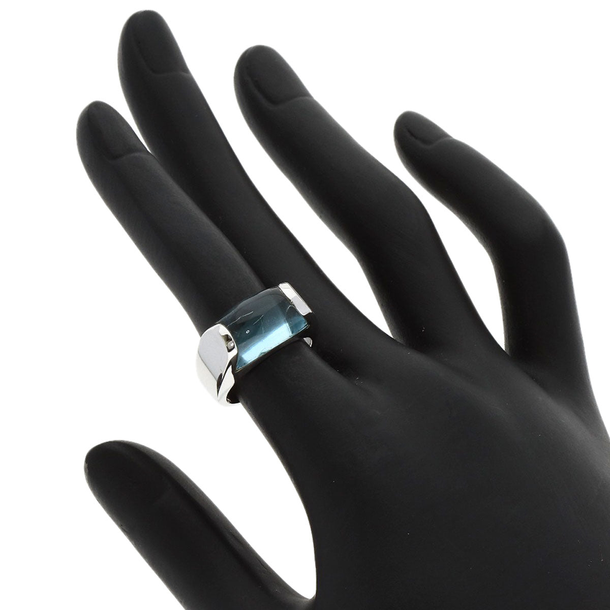BVLGARI Troquette Blue Topaz Ring K18 White Gold Ladies [Used]