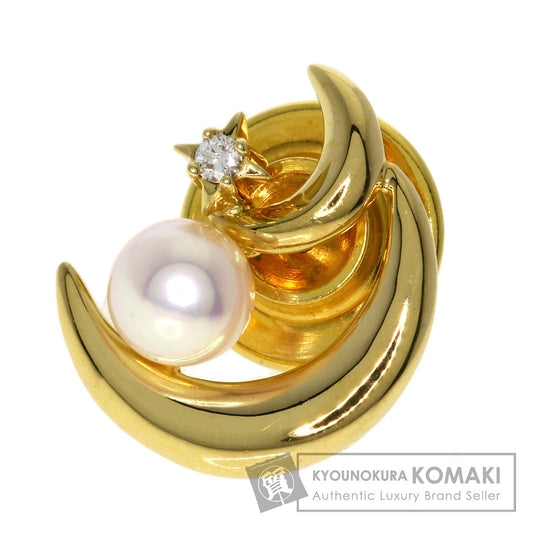 MIKIMOTO Pearl Diamond Pin Brooch Brooch K18 Yellow Gold Ladies [Used]