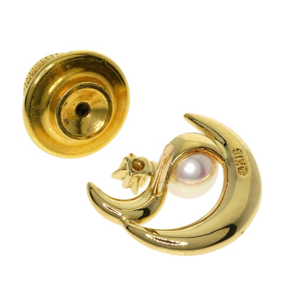 MIKIMOTO Pearl Diamond Pin Brooch Brooch K18 Yellow Gold Ladies [Used]