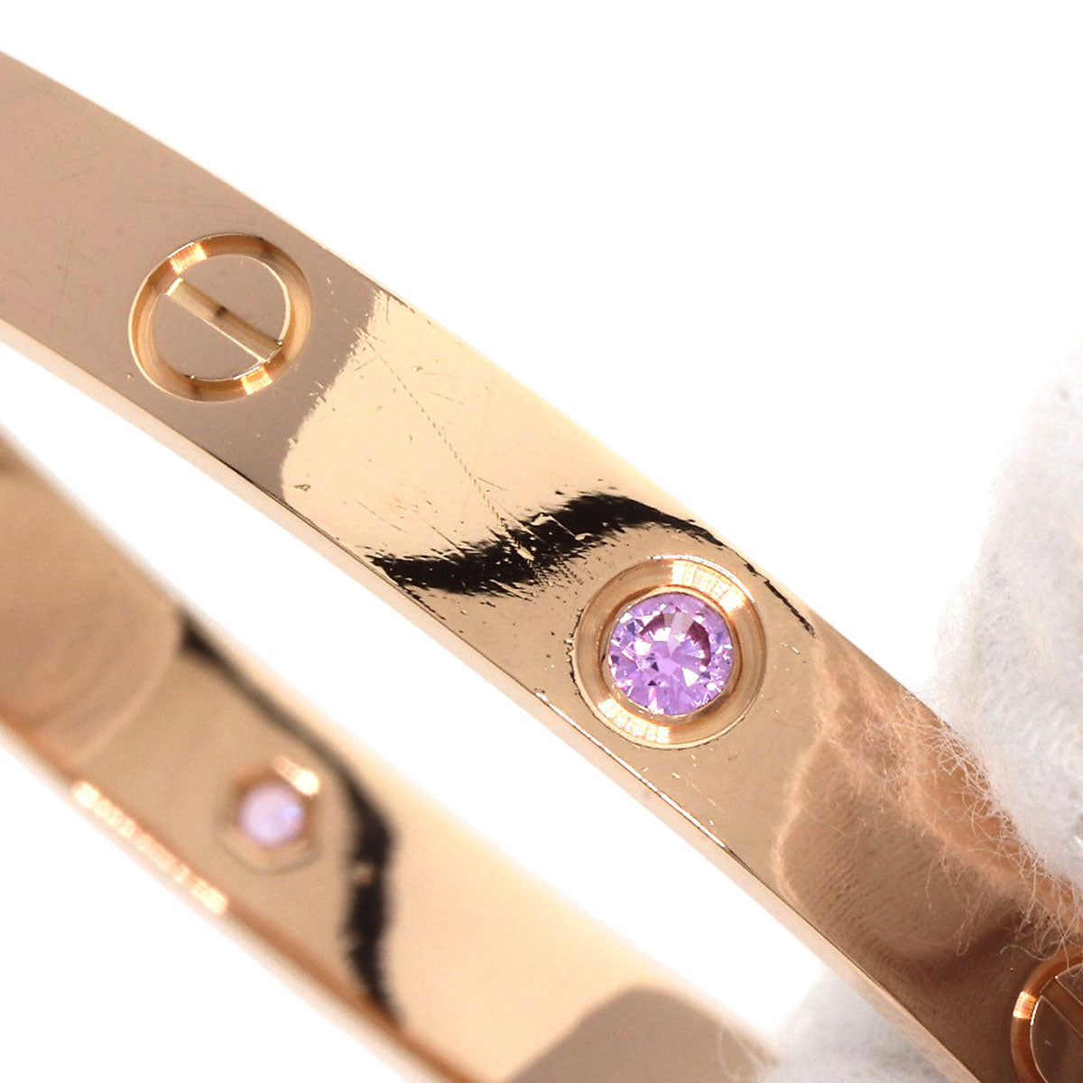 CARTIER LOVE Bracelets Pink Sapphire with Driver #16 Bracelet K18 Pink Gold Ladies [Used]