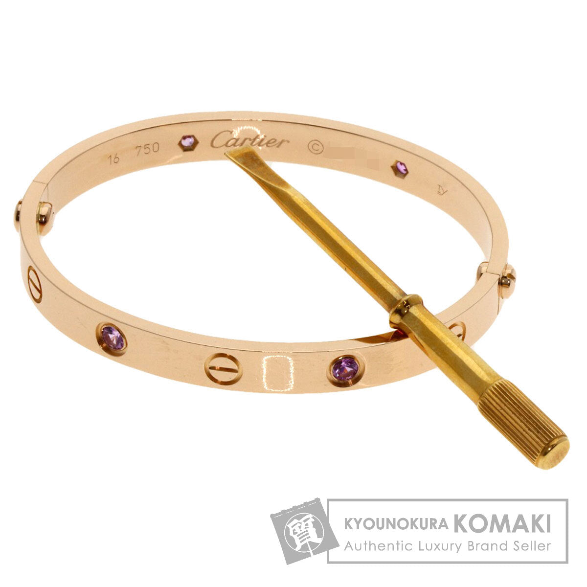 CARTIER LOVE Bracelets Pink Sapphire with Driver #16 Bracelet K18 Pink Gold Ladies [Used]