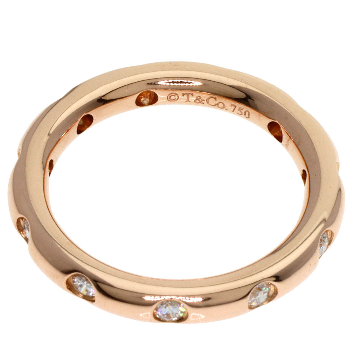 TIFFANY&Co. Stacking Band 11P Diamond Ring K18 Pink Gold Ladies [Used]
