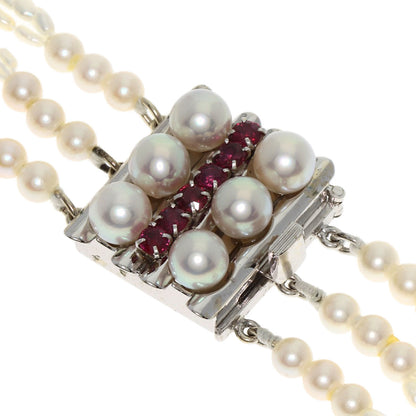 Keshi Pearl Ruby 10 strands Necklace K14 White Gold 29.4g　Ladies