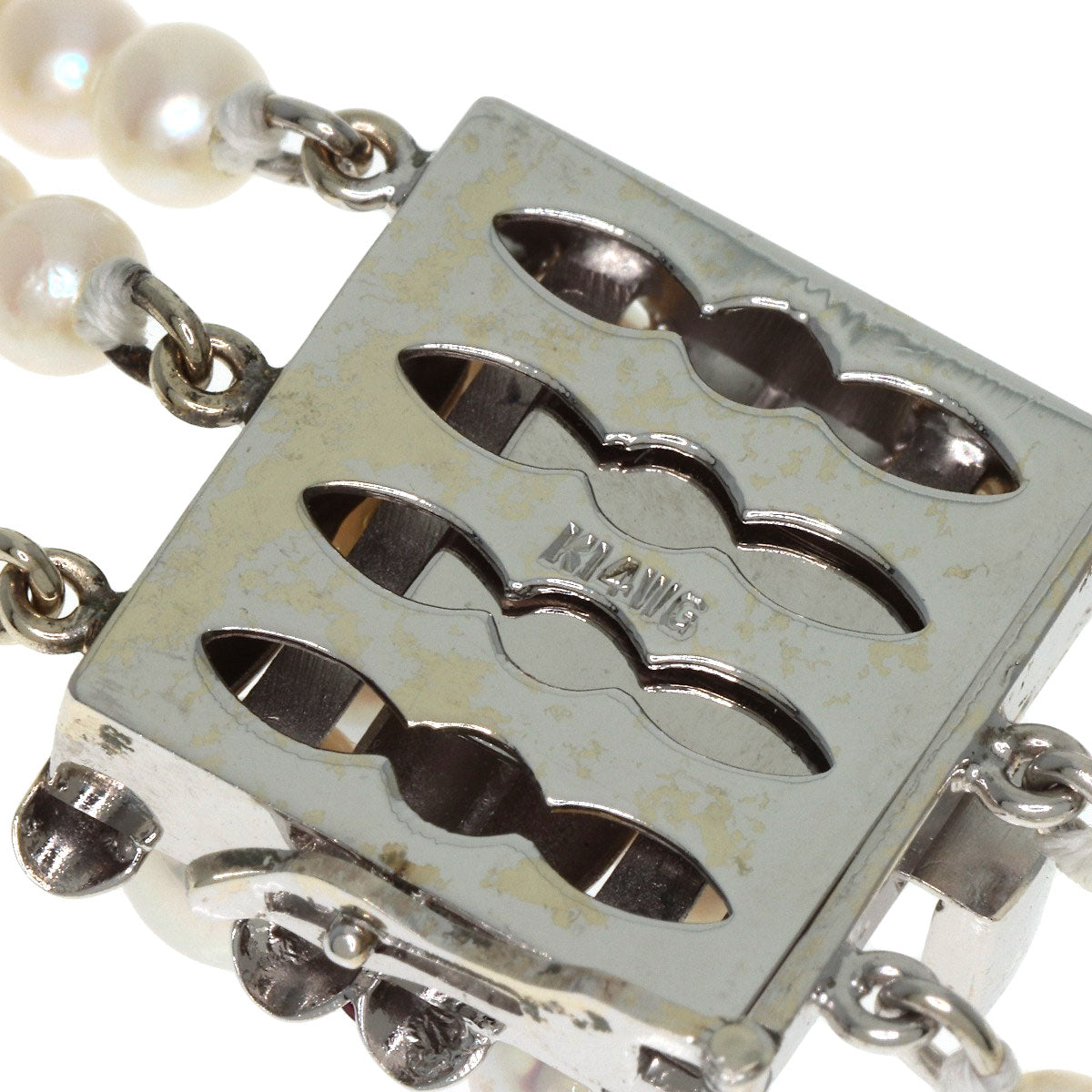 Keshi Pearl Ruby 10 strands Necklace K14 White Gold 29.4g　Ladies