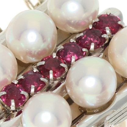 Keshi Pearl Ruby 10 strands Necklace K14 White Gold 29.4g　Ladies