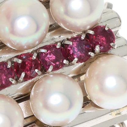 Keshi Pearl Ruby 10 strands Necklace K14 White Gold 29.4g　Ladies