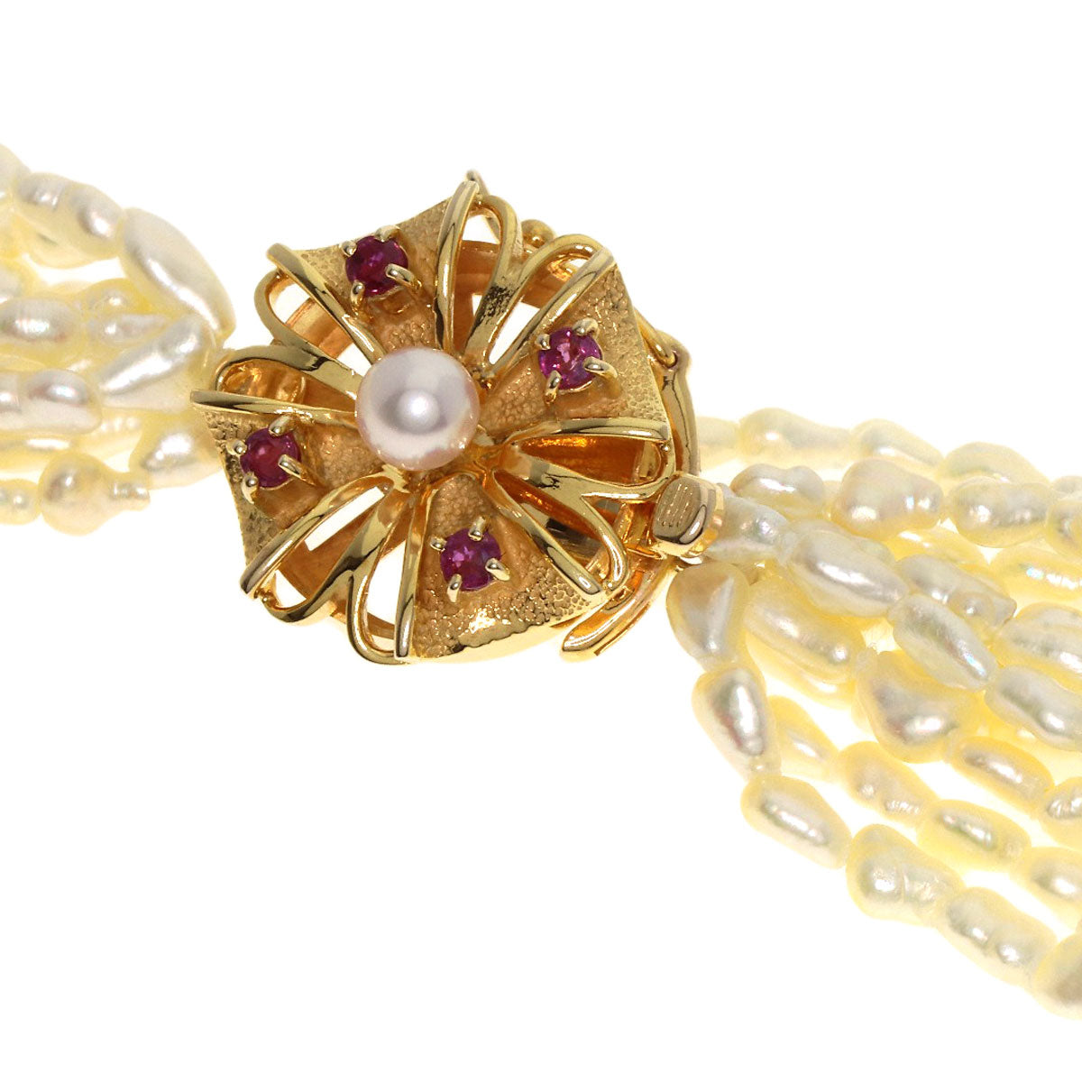 Keshi Pearl 10 rows Necklace K14 Yellow Gold  40.5g�@Ladies