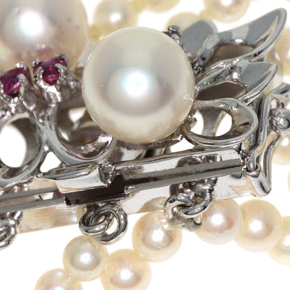 Akoya Baby Pearl Ruby 5-strand Necklace K14 White Gold 49.4g　Ladies