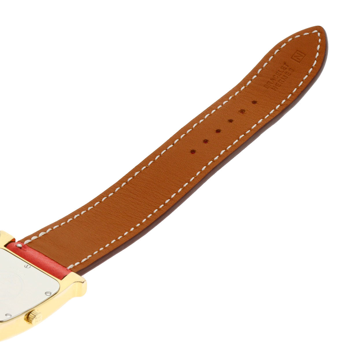 HERMES H watch Watches H1.501 Gold Plated/Leather Ladies