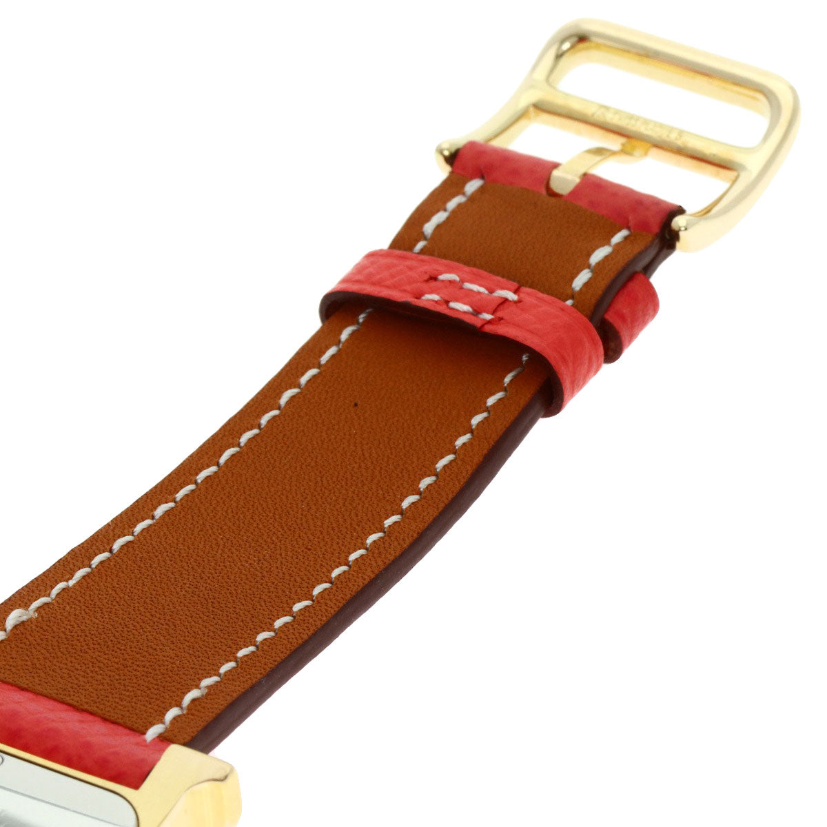 HERMES H watch Watches H1.501 Gold Plated/Leather Ladies