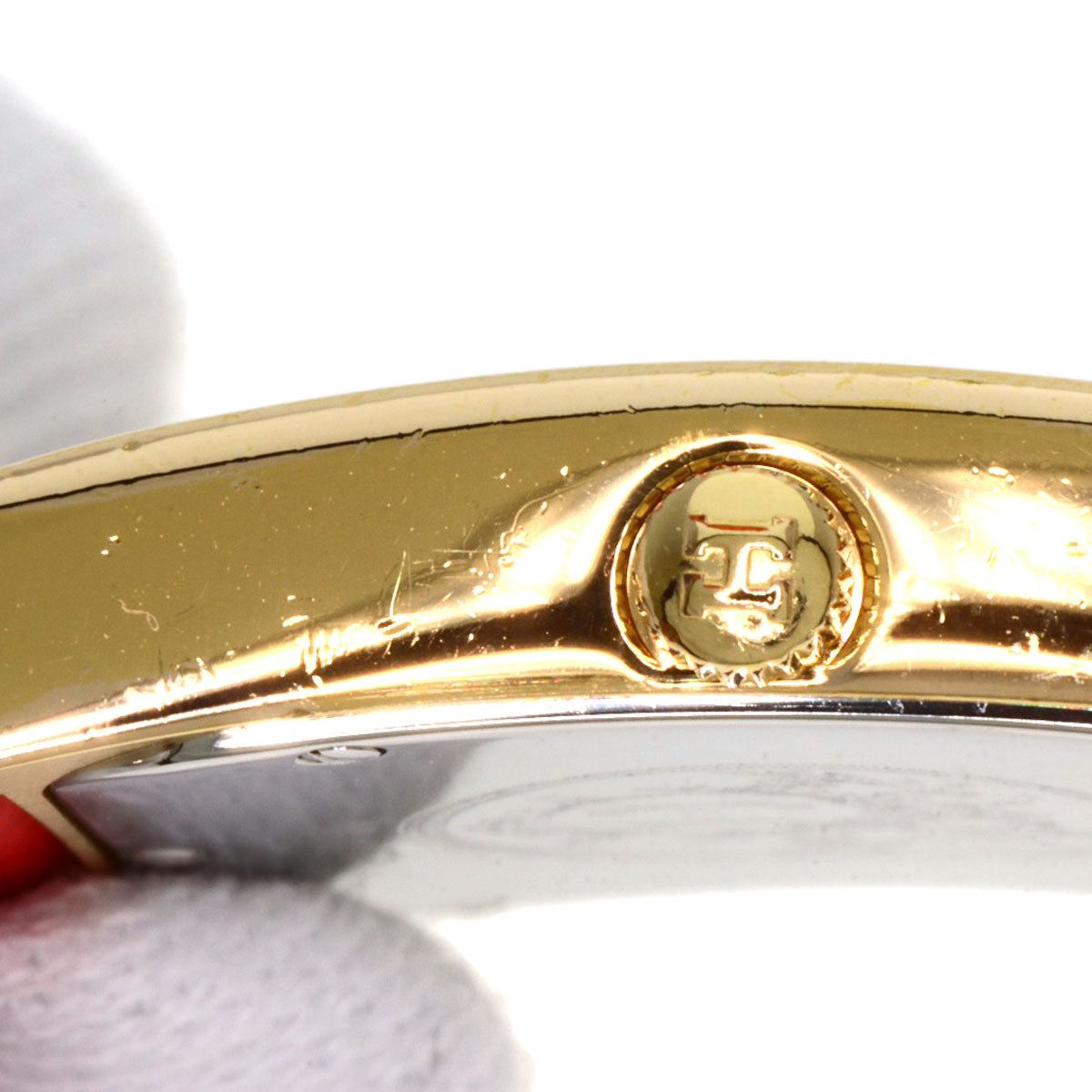 HERMES H watch Watches H1.501 Gold Plated/Leather Ladies