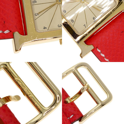 HERMES H watch Watches H1.501 Gold Plated/Leather Ladies