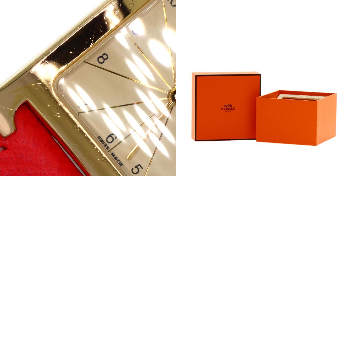 HERMES H watch Watches H1.501 Gold Plated/Leather Ladies